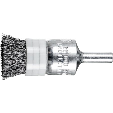 PFERD 3/4" Banded Crimped Wire End Brush - .010 CS Wire, 1/4" Shank 83012